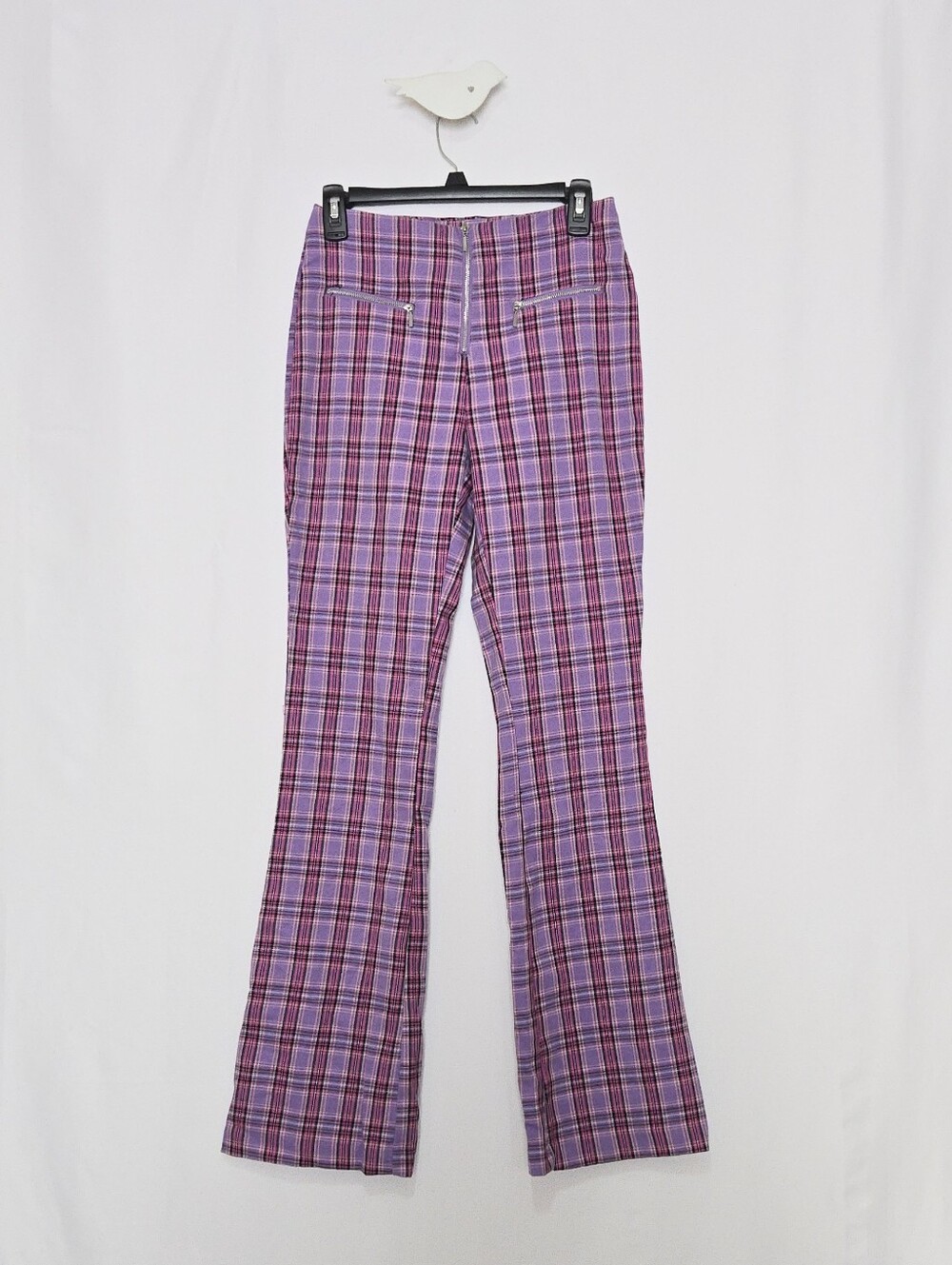 SO Purple Plaid Flare Pants - Tartan Plaid - Retro - 90s Grunge - Punk Goth